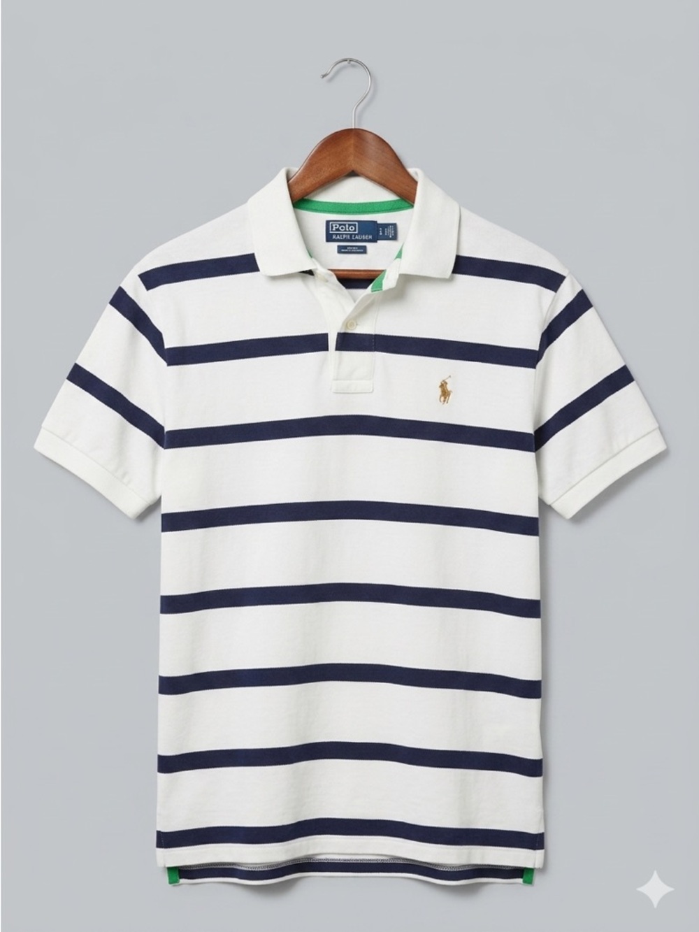 Polo Ralph Lauren’s Men’s Striped Rugby Polo Shirt - White & Navy Size Large